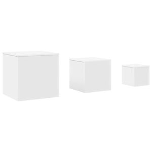 vidaXL Side Table Set of 3 White Engineered wood Large, Medium, Small