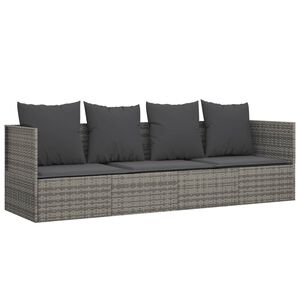 vidaXL Outdoor Lounge Bed Grey Poly rattan, powder-coated steel, fabric
