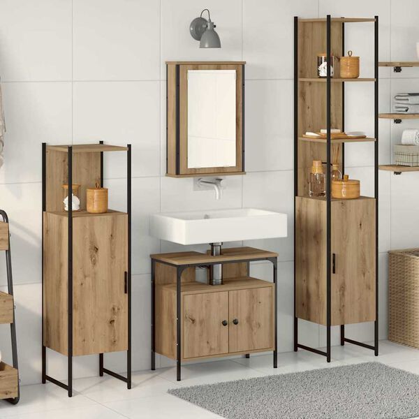 vidaXL Bathroom Furniture Set 4 pcs artisan oak Engineered wood