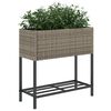 vidaXL Garden Planter Gray Powder-coated steel, PE rattan