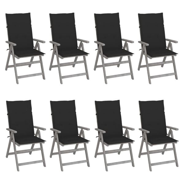 vidaXL Garden Chair Set of 8 Grey Solid Acacia wood Standard