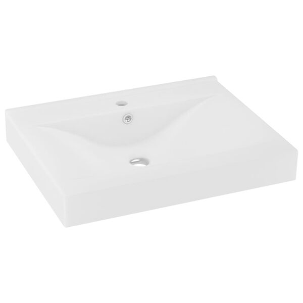vidaXL Luxury Basin with Faucet Hole Matt White 23.6x18.1" Ceramic