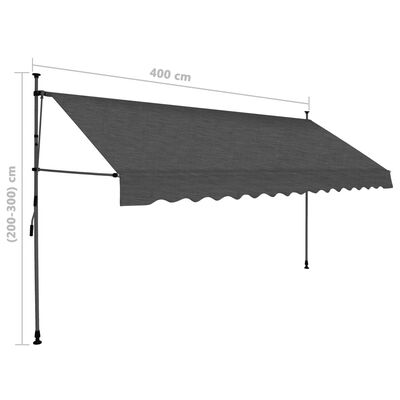 vidaXL Manual Retractable Awning with LED 157.5" Anthracite