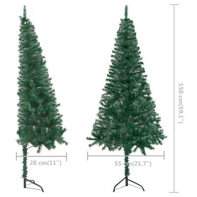 vidaXL Corner Artificial Pre-lit Christmas Tree Green 59.1" PVC