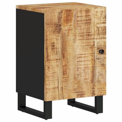 Single rustic wood cabinet with black metal base and knob on door