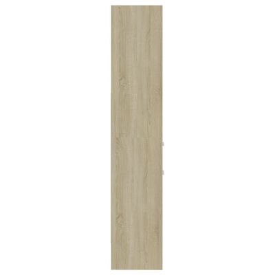 vidaXL Book Cabinet White and Sonoma Oak 15.7"x13.8"x70.9" Engineered Wood