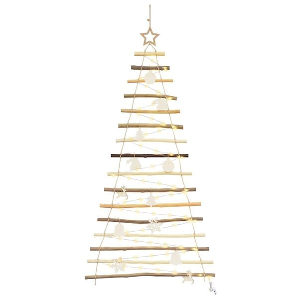 vidaXL Christmas Tree with 80 LEDs Natural 59.1" Solid Ash wood