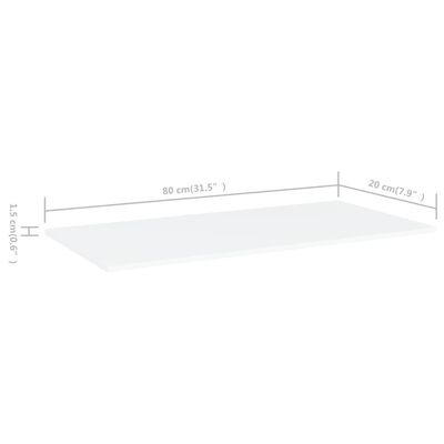 vidaXL Bookshelf Boards 8 pcs White 31.5"x7.9"x0.6" Engineered Wood