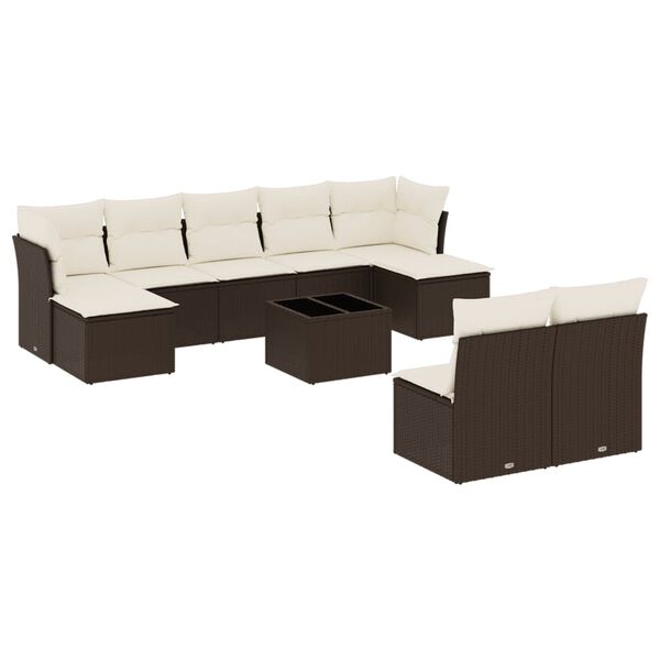 vidaXL Garden Sofa Set Brown, Cream White