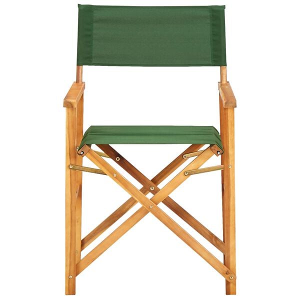 vidaXL Chair Natural wood and green Solid acacia wood and polyester