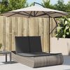 vidaXL Double Sun Lounger with Cushions Grey Poly Rattan