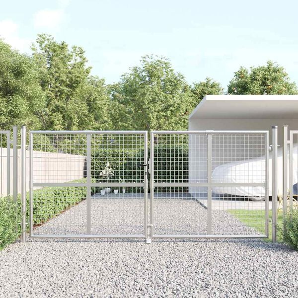vidaXL Mesh Garden Gate Silver 118.1x49.2" Galvanised Steel