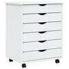 vidaXL Rolling Cabinet MOSS White Solid pine wood, engineered wood, plastic