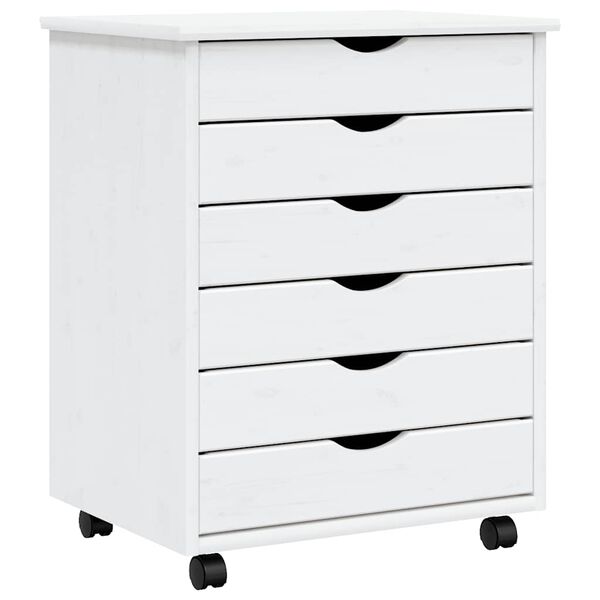 vidaXL Rolling Cabinet MOSS White Solid pine wood, engineered wood, plastic