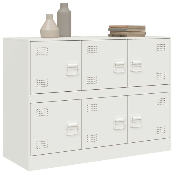 vidaXL Sideboard White Cold-rolled steel Medium Sideboard Rectangular