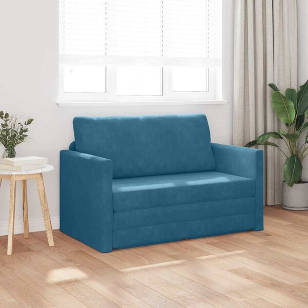 vidaXL Sofa Bed Blue 48.82 x 80.32 x 24.02 in Velvet