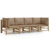 vidaXL Garden Lounge Set Taupe Bamboo, Polyester Medium Modular