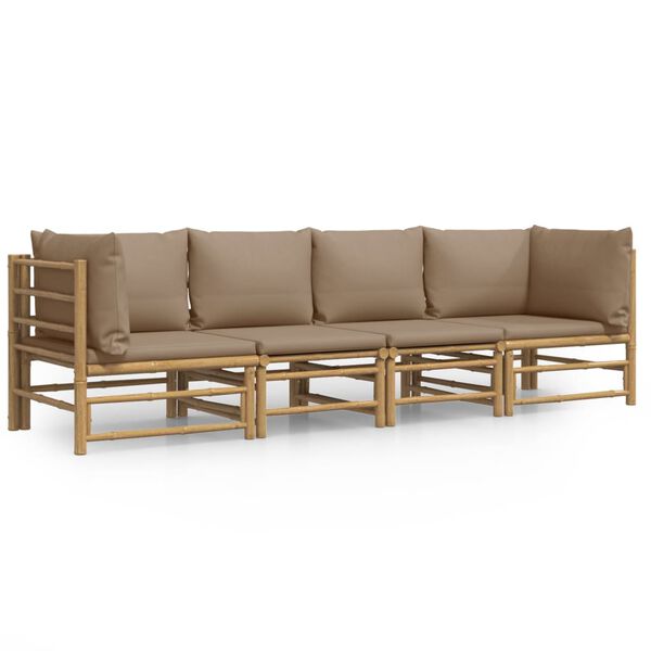 vidaXL Garden Lounge Set Taupe Bamboo, Polyester Medium Modular