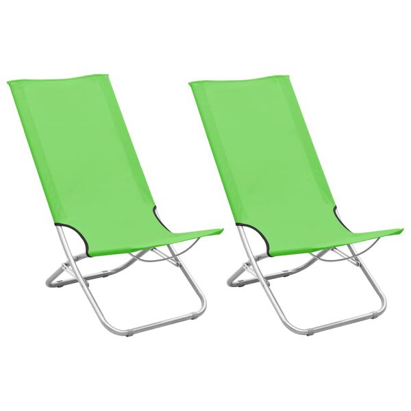 vidaXL Beach Chair Set of 2 Green Oxford fabric with PE coating, steel