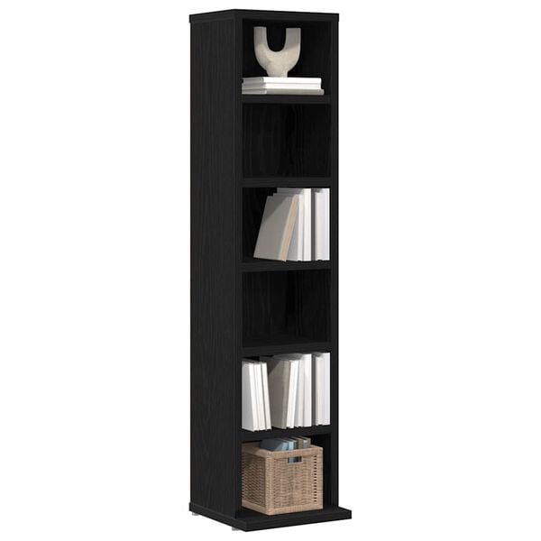 vidaXL CD Cabinet Black Oak Engineered Wood Compact Modern Design