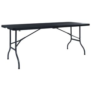 vidaXL Folding Camping Table Black HDPE, Powder-coated steel Large