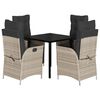 vidaXL 5 Piece Patio Dining Set with Cushions Light Grey Poly Rattan