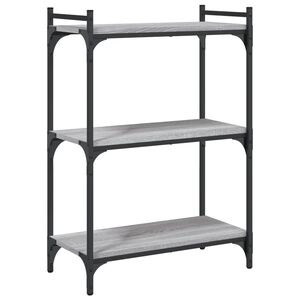 vidaXL Bookcase Grey Sonoma Engineered Wood and Metal 3-Tier