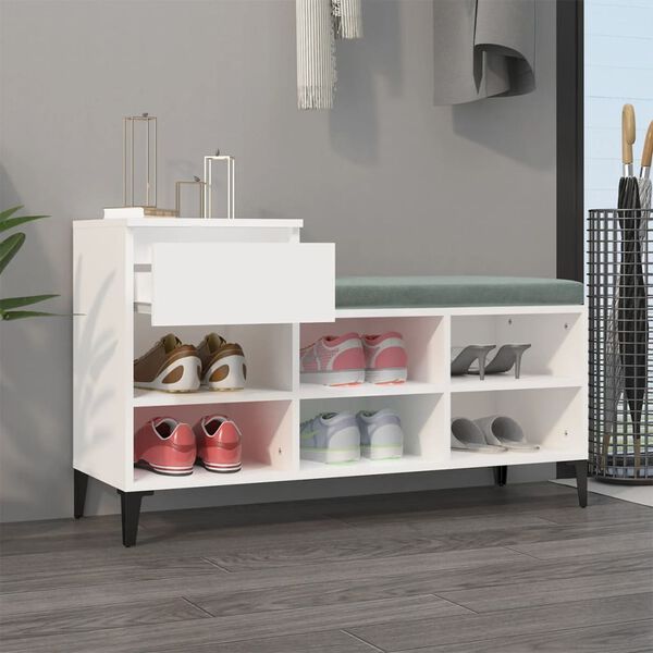 vidaXL Shoe Cabinet White Engineered wood, metal Medium Shoe Cabinet