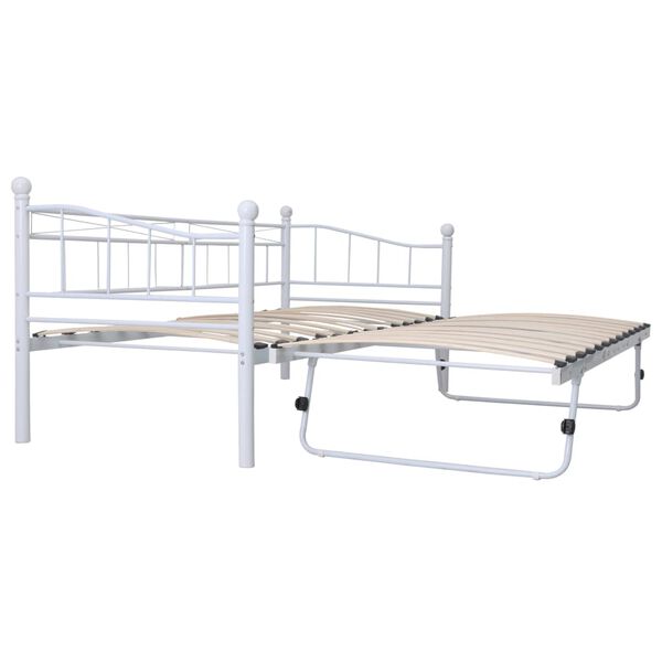 vidaXL Day Bed White Steel frame, Plywood slats