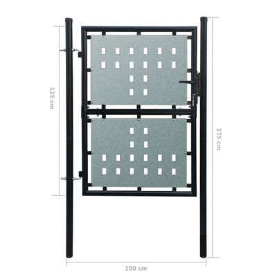 vidaXL Black Single Door Fence Gate 39.4"x68.9"