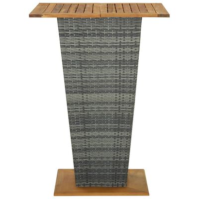 vidaXL Bar Table Gray 31.5"x31.5"x43.3" Poly Rattan and Solid Acacia Wood