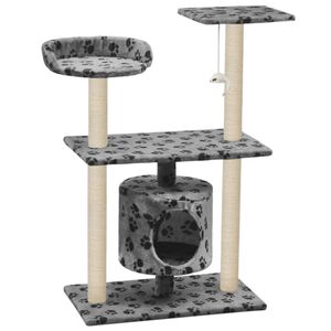 vidaXL Cat Tree Grey with paw prints
