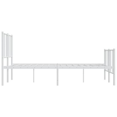 vidaXL Metal Bed Frame with Headboard and Footboard White 53.9"x74.8"