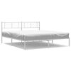 vidaXL Metal Bed Frame White Powder-Coated Steel Double Storage