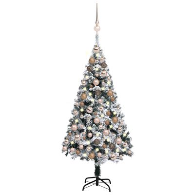 vidaXL Artificial Pre-lit Christmas Tree with Ball Set LEDs Green 47.2"