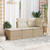 vidaXL Garden Sofa Set Beige PE rattan 3 Piece Set Adjustable Feet