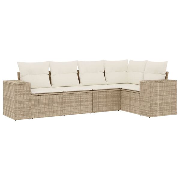 vidaXL Garden Sofa Set Beige Poly Rattan Medium Modular