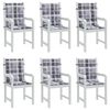 vidaXL Patio Lowback Chair Cushions 6 pcs Grey Check Pattern 39.4x19.7x1.2" Oxford Fabric