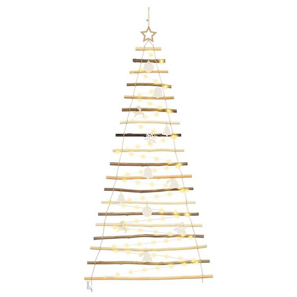 vidaXL Christmas Tree with 100 LEDs Natural 70.9" Solid Ash wood