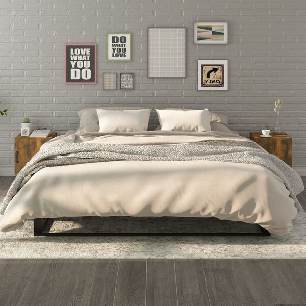 vidaXL Bedside Cabinet Set of 2 Smoked Oak Engineered Wood Medium