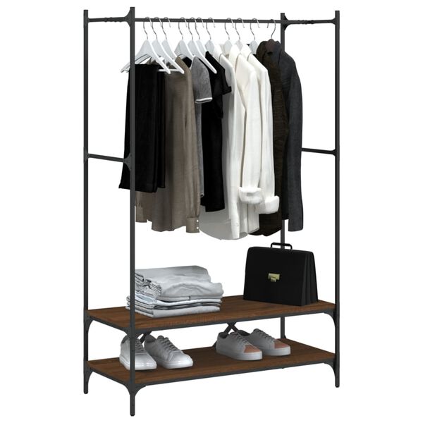 vidaXL Clothes Rack Brown Oak Engineered Wood, Metal Compact
