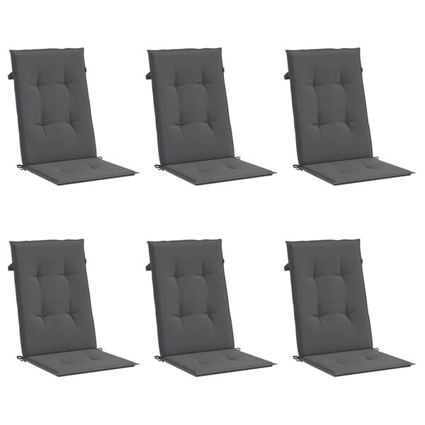 vidaXL Highback Chair Cushion Set of 6 Anthracite Fabric (100% polyester)