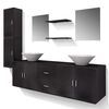 vidaXL Bathroom Cabinet Black Engineered wood and ceramic Large
