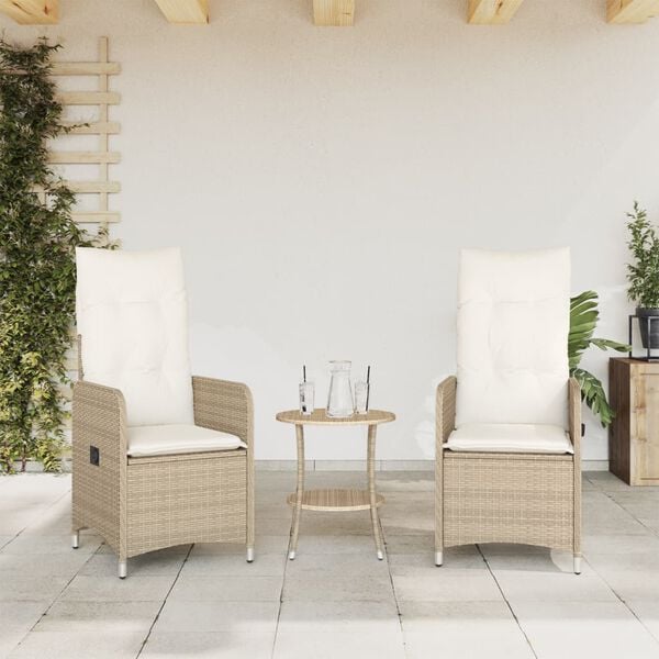 vidaXL Reclining Garden Chair Set of 2 Beige