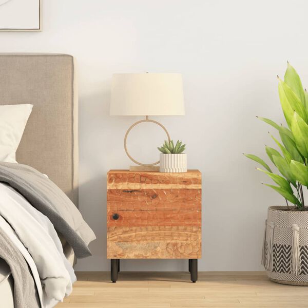 vidaXL Bedside Cabinet Natural Solid Acacia wood, Iron, Engineered wood