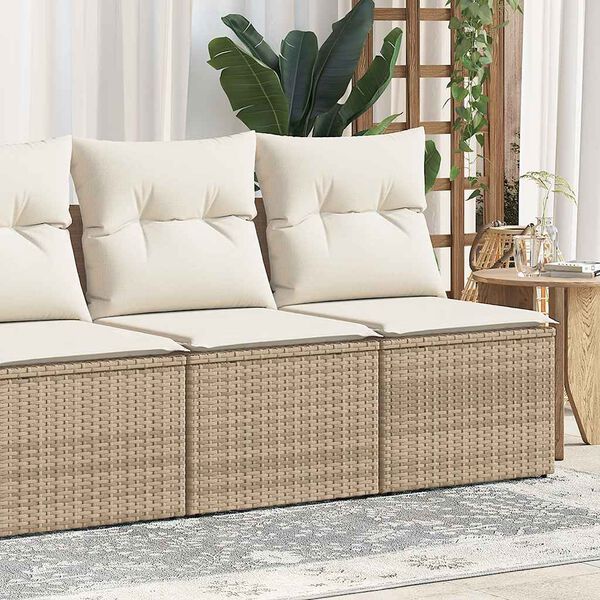 vidaXL Garden Sofa Set Beige Poly Rattan 2 Piece Sofa Set
