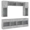 vidaXL 6 Piece TV Wall Stand Set with LED Lights Concrete Gray