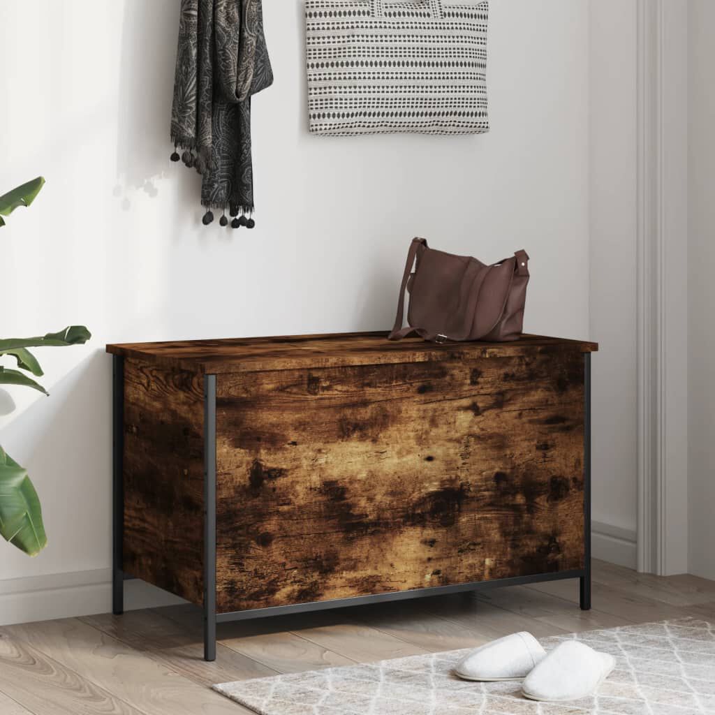 vidaXL Storage Bench Smoked oak Engineered wood, metal Compact