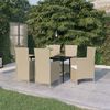 vidaXL Patio Dining Set Beige and black, Cream white cushions
