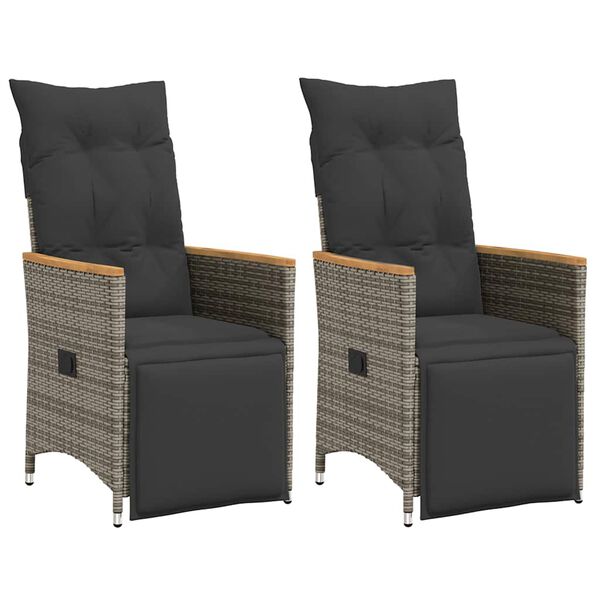 vidaXL Reclining Garden Chair Set of 2 Grey